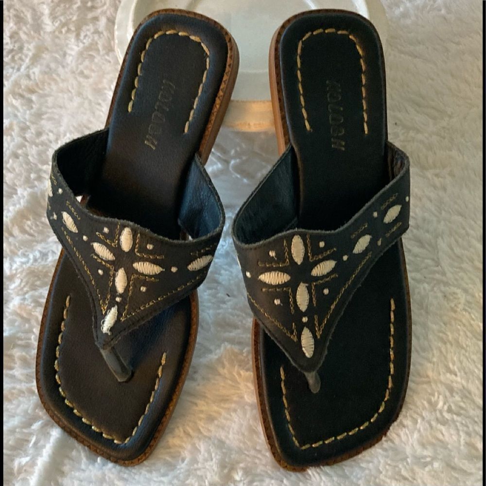 Kolosh Black & Tan Sandals 6